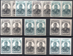 3242.REUNION,OCEANIA,NEW CALEDONIA,MARTINIQUE,ST.PIERRE MNH PAIRS - 1945 Gouverneur-Général Félix Éboué