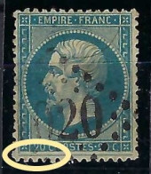 FRANCE Classique, B Obl. GC Des Villes Sur TP Isolés: GC 1020 (Cholet,2) Sur Y&T 22, Var, Cadre S Dédoublé - 1862 Napoléon III.