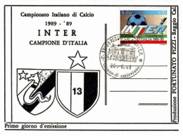 Italia / Repubblica 1989 INTER CAMPPIONE FDC SU CARTOLINA - FDC