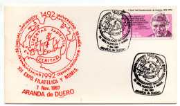 Tarjeta Con  Matasellos Conmemorativo De Aranda Del Duero De 1987 - Storia Postale