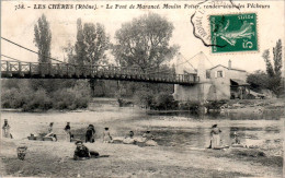 Les Chères Canton Limonest Pont De Marancé Moulin Potier Water Mill Lavandière Washerwoman Rhône Cpa Voyagée En 1908 - Autres & Non Classés