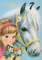 JOYEUX ANNIVERSAIRE 7 Ans FILLE ENFANTS Vintage Carte Postale CPSM Unposted #PBU070.A - Verjaardag