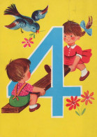 HAPPY BIRTHDAY 4 Year Old GIRL CHILDREN Vintage Postal CPSM #PBT766.A - Compleanni