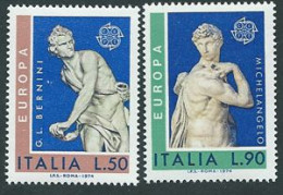 Italia 1974; EUROPA CEPT, Serie Completa. Sculture Di Bernini E Michelangelo. - 1971-80:  Nuevos