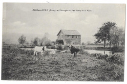 Cpa. 27 GLOS SUR RISLE (ar. Bernay) Paturages Sur Les Bords De La Risle (Moulin, Vaches)  Ed. L'H - Other & Unclassified