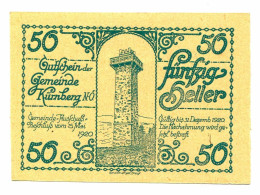 50 Heller 1920 KURNBERG Österreich UNC Notgeld Papiergeld Banknote #P10438 - [11] Local Banknote Issues