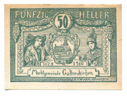 50 Heller 1920 GALLNEUKIRCHEN Österreich UNC Notgeld Papiergeld Banknote #P10421 - [11] Local Banknote Issues