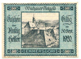 50 Heller 1920 EMMERSDORF Österreich UNC Notgeld Papiergeld Banknote #P10465 - [11] Local Banknote Issues
