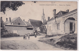 Chery Chartreuve (02 Aisne) Place De L'église - édit. Hardy GN Circulée Du Cachet Perlé 1908 - Autres & Non Classés
