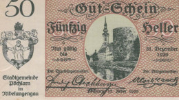 50 HELLER 1920 Stadt PoCHLARN Niedrigeren Österreich Notgeld Banknote #PE413 - [11] Local Banknote Issues