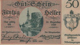 50 HELLER 1920 Stadt PoCHLARN Niedrigeren Österreich Notgeld Banknote #PE351 - [11] Local Banknote Issues