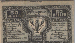 50 HELLER 1920 Stadt MÜNZBACH Oberösterreich Österreich Notgeld Banknote #PD867 - [11] Local Banknote Issues
