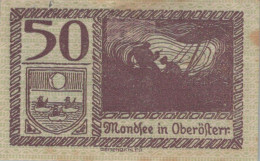 50 HELLER 1920 Stadt MONDSEE Oberösterreich Österreich Notgeld Banknote #PI271 - [11] Local Banknote Issues