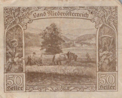 50 HELLER 1920 Stadt Federal State Of Niedrigeren Österreich Notgeld #PE202 - [11] Local Banknote Issues