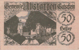 50 HELLER 1920 Stadt ABSTETTEN Niedrigeren Österreich Notgeld Banknote #PE160 - [11] Local Banknote Issues