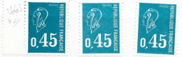 FRANCE N°1663 0.45 BLEU TYPE BECQUET 3 NUANCES DIFFERENTES NEUF SANS CHARNIERE - Nuevos