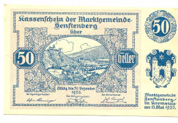 50 Heller 1920 SENFTENBERG Österreich UNC Notgeld Papiergeld Banknote #P10299 - [11] Local Banknote Issues