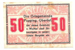 50 Heller 1920 PUPPING Österreich UNC Notgeld Papiergeld Banknote #P10483 - [11] Local Banknote Issues