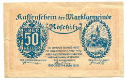 50 Heller 1920 ROSCHITZ Österreich UNC Notgeld Papiergeld Banknote #P10266 - [11] Local Banknote Issues