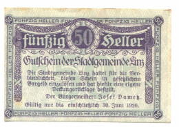 50 Heller 1920 LINZ Österreich UNC Notgeld Papiergeld Banknote #P10351 - [11] Local Banknote Issues