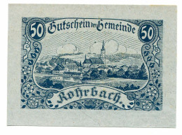 50 Heller 1920 ROHRBACH Österreich UNC Notgeld Papiergeld Banknote #P10517 - [11] Local Banknote Issues