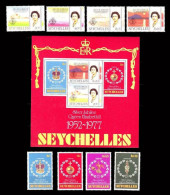 Seychelles 1977 Royalty, Kings & Queens Of England, Queen Elizabeth II, Silver Jubilee Stamps Sheet MNH - Seychelles (1976-...)