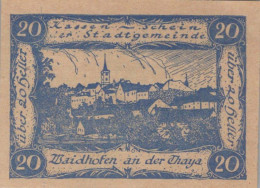 50 HELLER 1920 Stadt WAIDHOFEN AN DER THAYA Niedrigeren Österreich #PD753 - [11] Local Banknote Issues