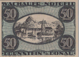 50 HELLER 1920 Stadt WACHAU Niedrigeren Österreich Notgeld Papiergeld Banknote #PG724 - [11] Local Banknote Issues