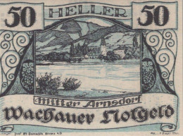 50 HELLER 1920 Stadt WACHAU Niedrigeren Österreich Notgeld Papiergeld Banknote #PG721 - [11] Local Banknote Issues