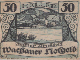 50 HELLER 1920 Stadt WACHAU Niedrigeren Österreich Notgeld Banknote #PI283 - [11] Local Banknote Issues