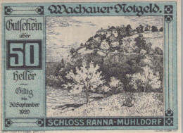 50 HELLER 1920 Stadt WACHAU Niedrigeren Österreich Notgeld Papiergeld Banknote #PG718 - [11] Local Banknote Issues