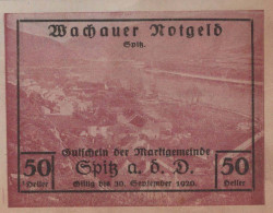 50 HELLER 1920 Stadt WACHAU Niedrigeren Österreich Notgeld Banknote #PF287 - [11] Local Banknote Issues