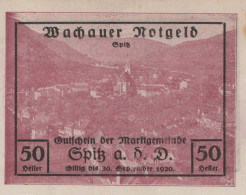 50 HELLER 1920 Stadt WACHAU Niedrigeren Österreich Notgeld Banknote #PF280 - [11] Local Banknote Issues