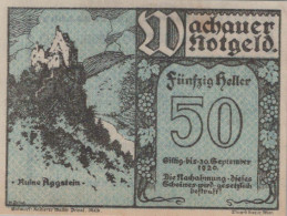 50 HELLER 1920 Stadt WACHAU Niedrigeren Österreich Notgeld Banknote #PE726 - [11] Local Banknote Issues