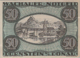 50 HELLER 1920 Stadt WACHAU Niedrigeren Österreich Notgeld Banknote #PF158 - [11] Local Banknote Issues