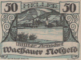 50 HELLER 1920 Stadt WACHAU Niedrigeren Österreich Notgeld Banknote #PE080 - [11] Local Banknote Issues
