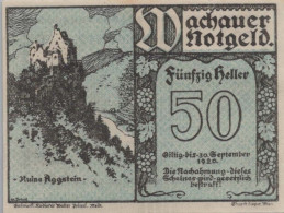 50 HELLER 1920 Stadt WACHAU Niedrigeren Österreich Notgeld Banknote #PE033 - [11] Local Banknote Issues