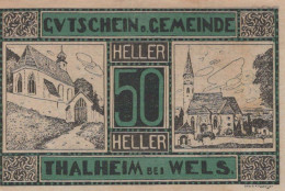 50 HELLER 1920 Stadt THALHEIM BEI WELS Oberösterreich Österreich Notgeld #PF247 - [11] Emissions Locales