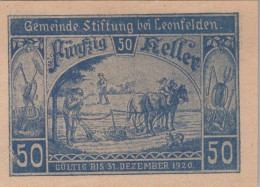 50 HELLER 1920 Stadt STIFTUNG BEI LEONFELDEN Oberösterreich Österreich #PD768 - Lokale Ausgaben