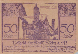 50 HELLER 1920 Stadt STEIN AN DER DONAU Niedrigeren Österreich Notgeld #PF058 - Lokale Ausgaben