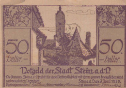 50 HELLER 1920 Stadt STEIN AN DER DONAU Niedrigeren Österreich Notgeld #PE893 - [11] Emissions Locales