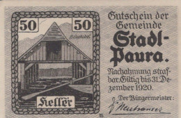 50 HELLER 1920 Stadt STADL-PAURA Oberösterreich Österreich UNC Österreich Notgeld #PH030 - [11] Emissions Locales