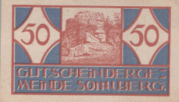 50 HELLER 1920 Stadt SONNBERG Oberösterreich Österreich Notgeld Banknote #PE643 - Lokale Ausgaben