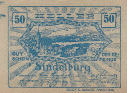 50 HELLER 1920 Stadt Sindelburg Niedrigeren Österreich Notgeld #PI392 - [11] Emissions Locales