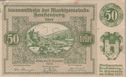 50 HELLER 1920 Stadt SENFTENBERG Niedrigeren Österreich Notgeld #PE689 - Lokale Ausgaben