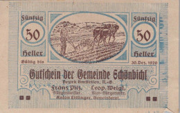 50 HELLER 1920 Stadt SCHoNBICHEL Niedrigeren Österreich Notgeld #PE694 - [11] Local Banknote Issues