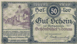 50 HELLER 1920 Stadt SCHoNBÜHEL AN DER DONAU Niedrigeren Österreich #PE752 - [11] Local Banknote Issues
