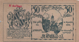 50 HELLER 1920 Stadt SANKT WILLIBALD Oberösterreich Österreich Notgeld #PF777 - [11] Local Banknote Issues