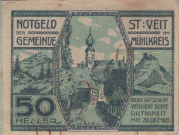 50 HELLER 1920 Stadt SANKT VEIT IM MÜHLKREIS Oberösterreich Österreich #PE644 - [11] Local Banknote Issues