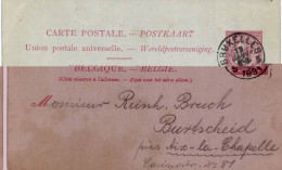 (Lot 02) Entier Postal  N° 46 écrit De Bruxelles Vers Bustscheid Près D'Aix-la-Chapelle - Cartes Postales 1871-1909